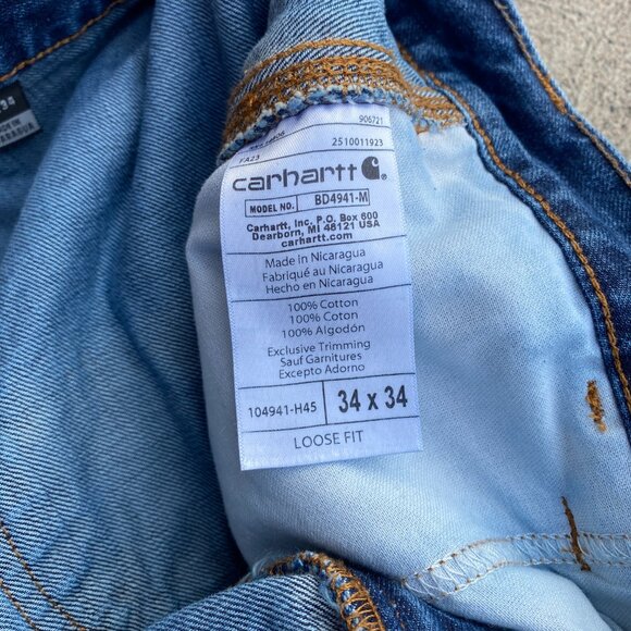 Carhartt Loose Straight Denim Dungaree Pants 104941-H45 - Picture 4 of 4